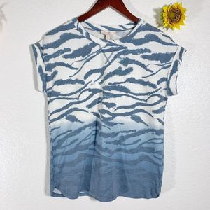 Como Vintage Zebra Blue White Tye Dye Blouse Size Small Women’s
